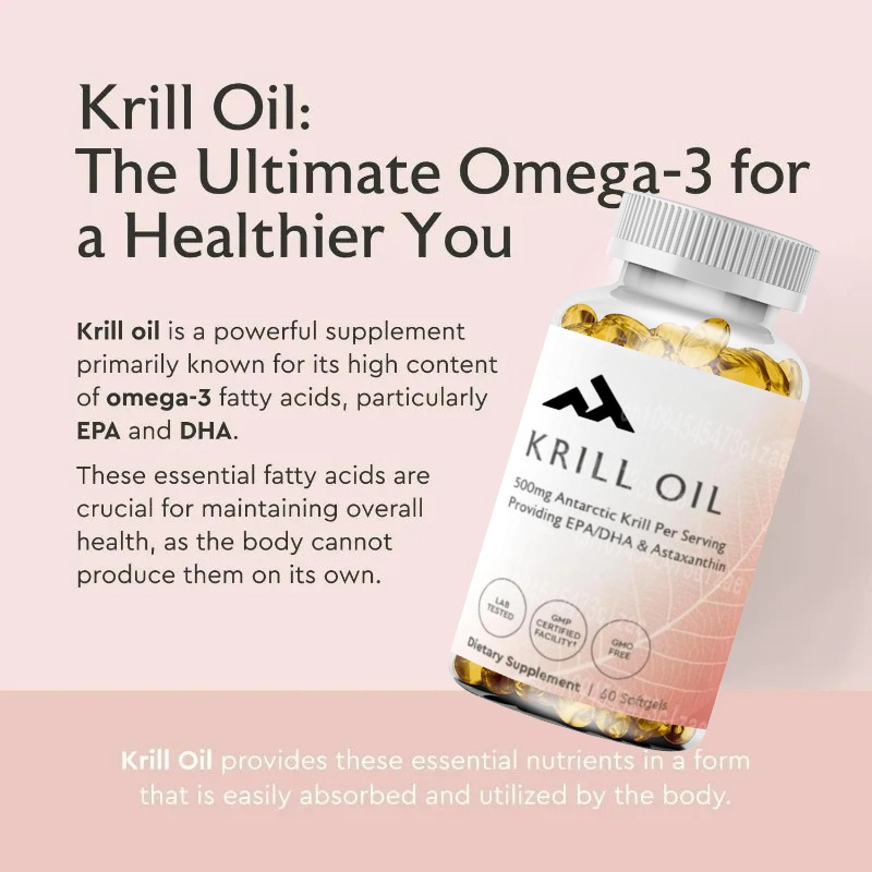 Krill Oil Supplement - Antarktisches Krillöl, 500 mg Phospholipid-Ergänzungsmittel, EPA/DHA