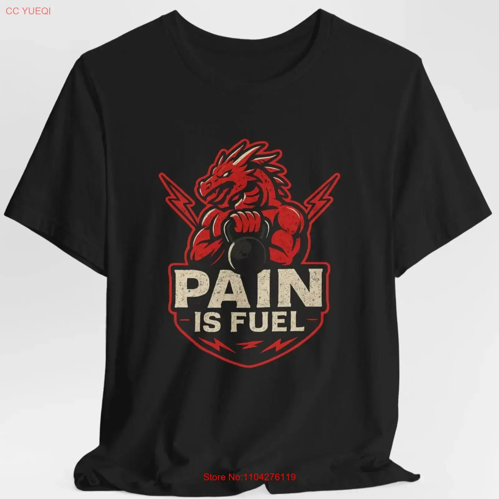 Fuel Fitness & Nutrition Oakbank - Pain Is Fuel Dragon Gym T-Shirt,