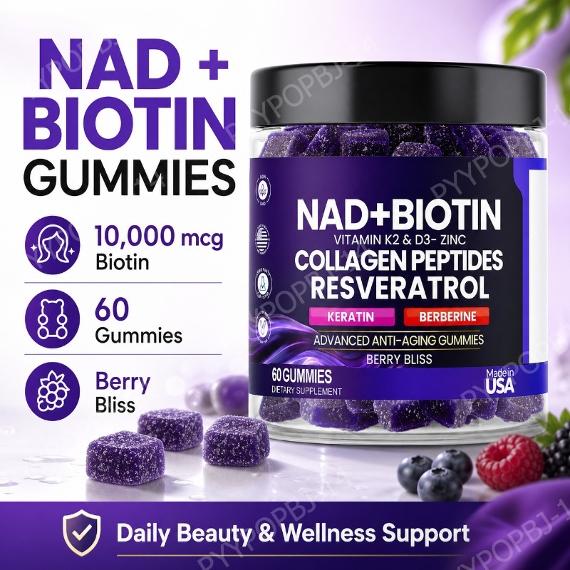 Vitamin D3 K2 Drop - Biotin-Kollagen-Gummibärchen mit NAD+, Resveratrol, Vitamin D3,