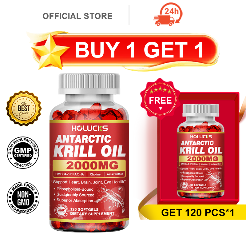 Krill Oil Supplement - HOLUCKS Antarktisches Krillöl-Nahrungsergänzungsmittel, mit Omega-3 EPA