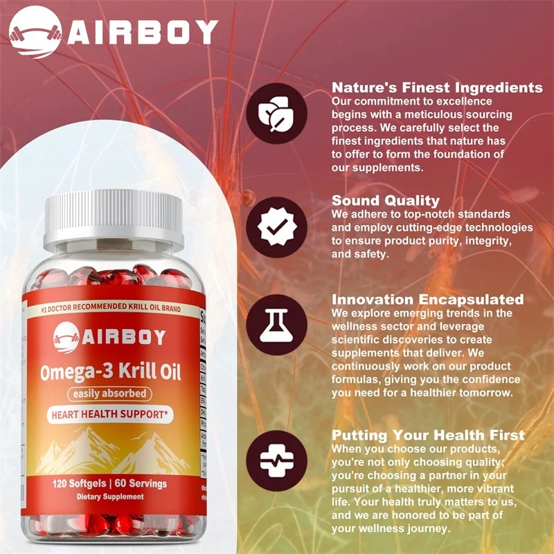 Krill Oil Supplement - Omega-3 Krillöl mit EPA, DHA, Astaxanthin