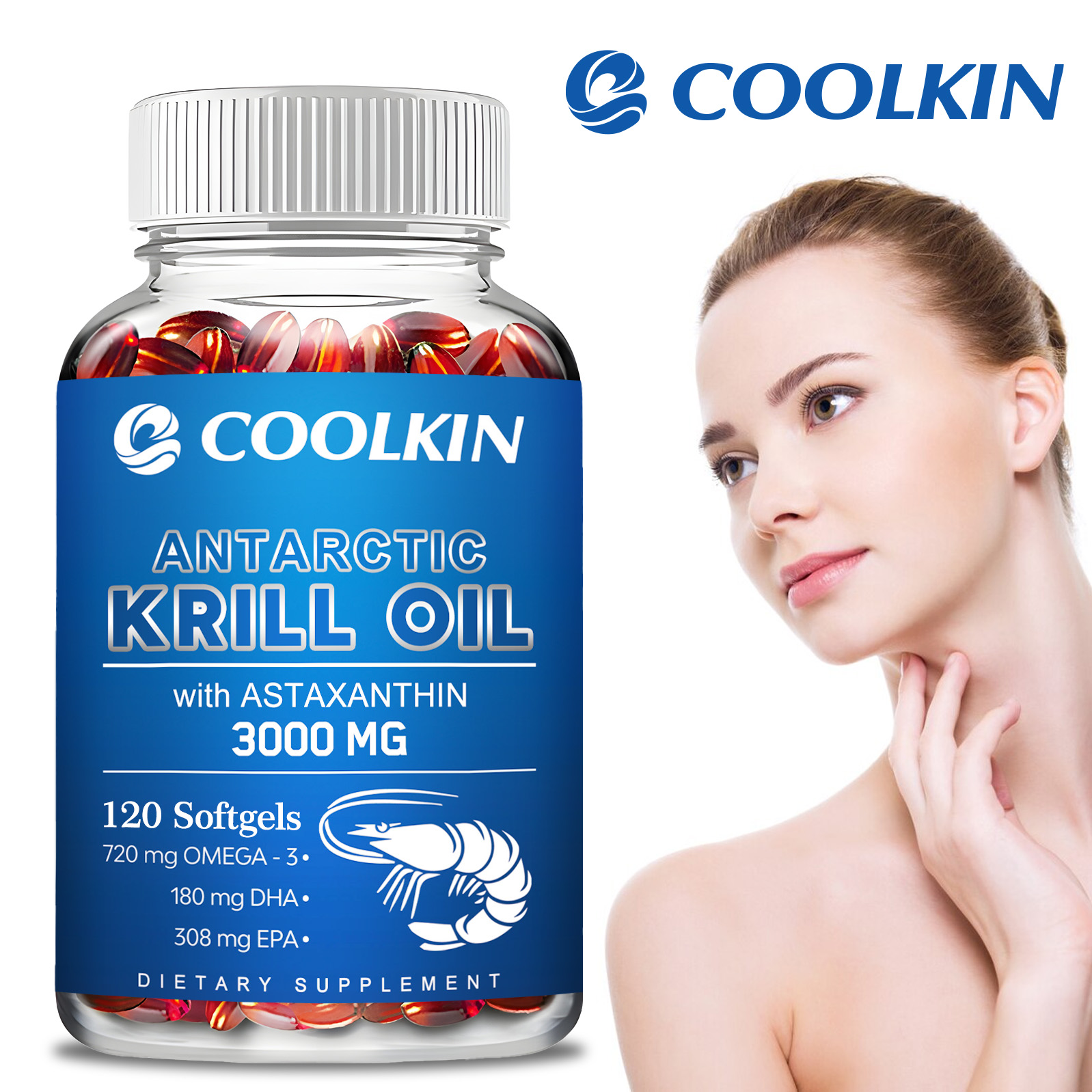 Krill Oil Supplement - Antarktisches Krillöl-Ergänzungsmittel – fördert die Gesundheit