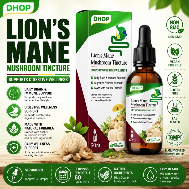 Lion Mane Mushroom - Löwenmähnen-Pilz-Tinktur Flüssige Tropfen Vegan Nicht-GVO Pilzextrakt