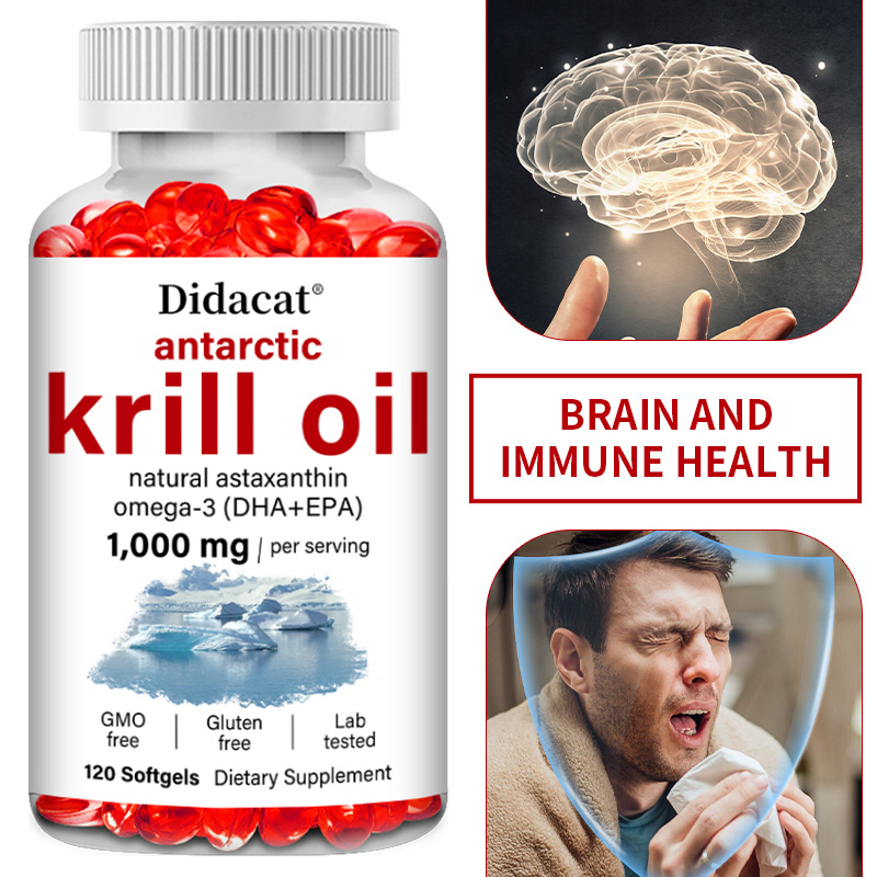 Krill Oil Supplement - Antarktisches Krillöl-Nahrungsergänzungsmittel, Omega-3 EPA, DHA, Astaxanthin