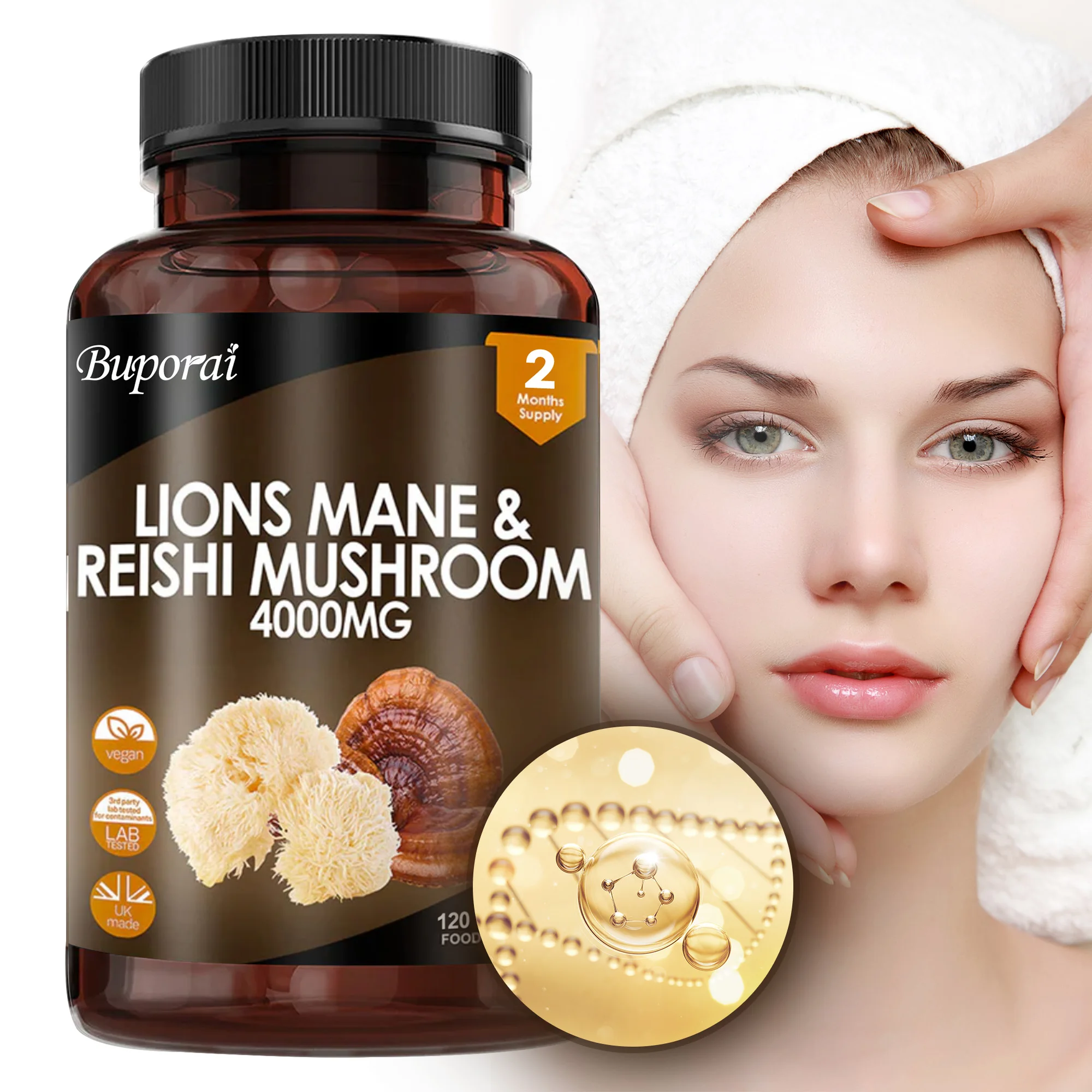 Lion Mane Mushroom - Löwenmähne & Reishi-Pilz 4000mg - Verbessert