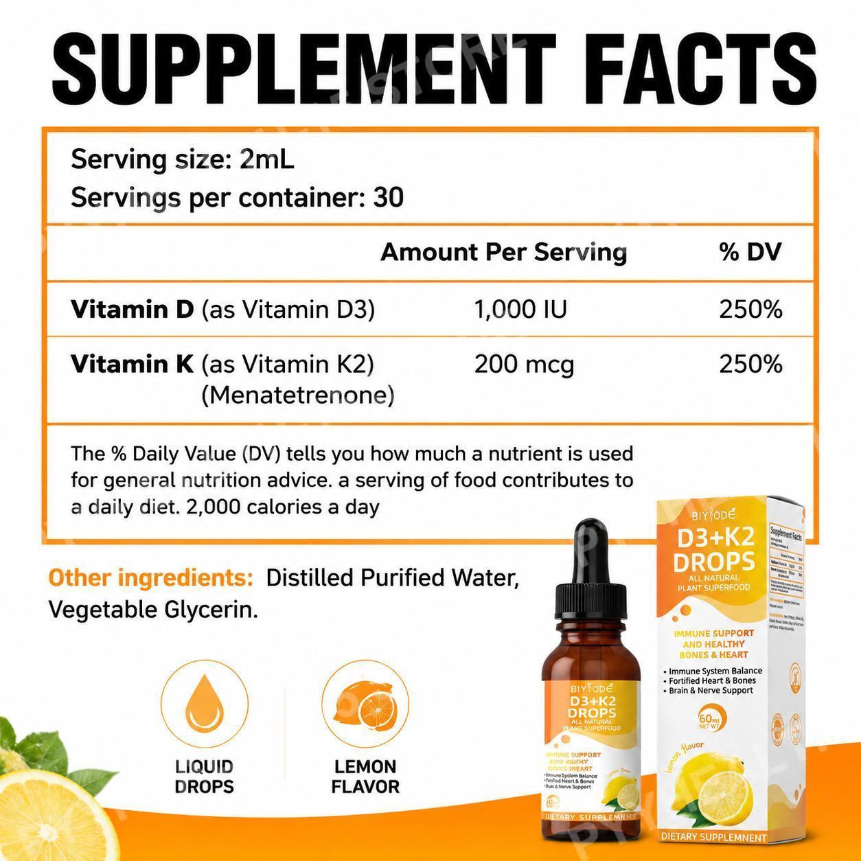 BIYODE Vitamin D3 K2 Flüssige  – Vitamin D3 K2 Drop Bewertung und Preis