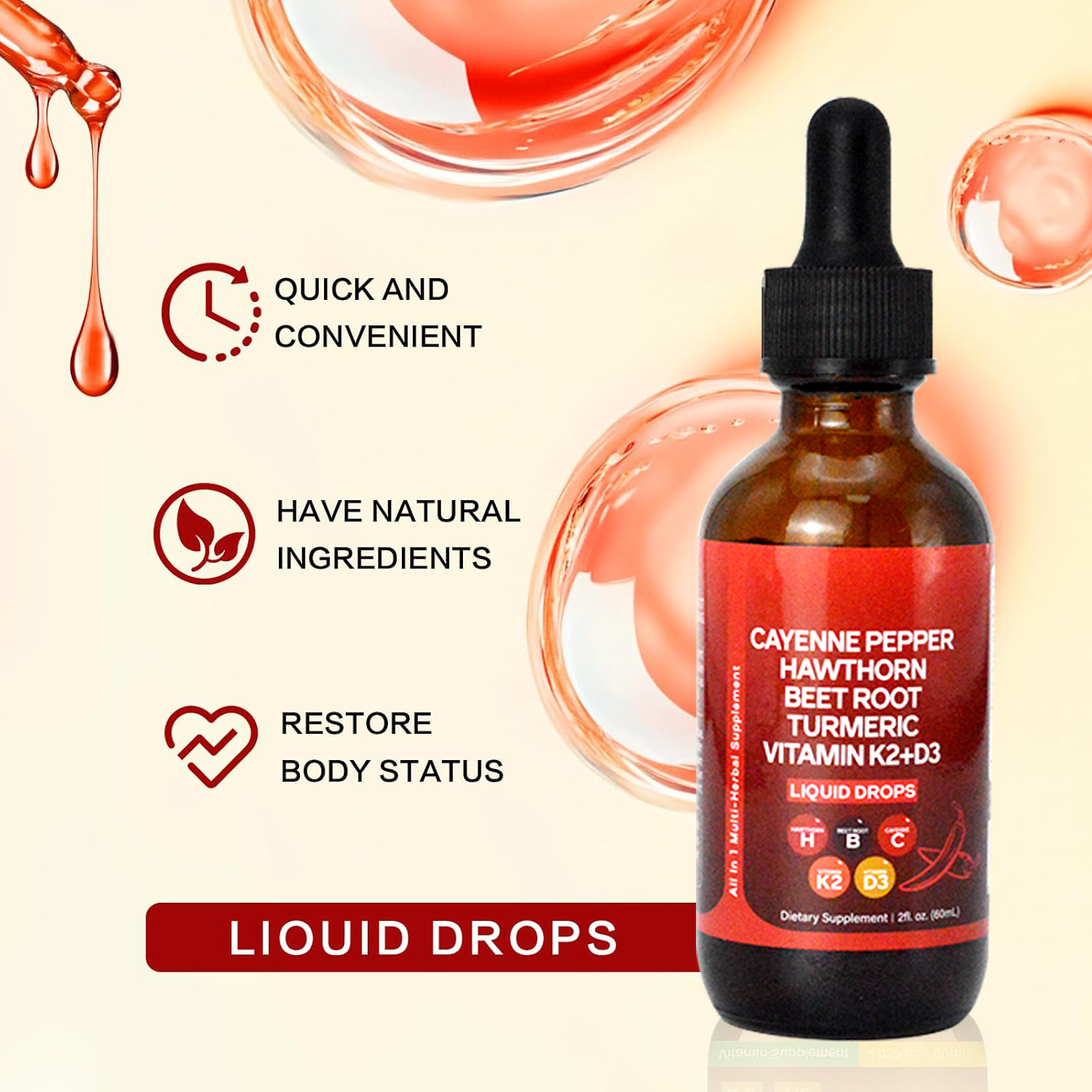 60 ml flüssige Cayenne-Pfeffer – Vitamin D3 K2 Drop Bewertung und Preis