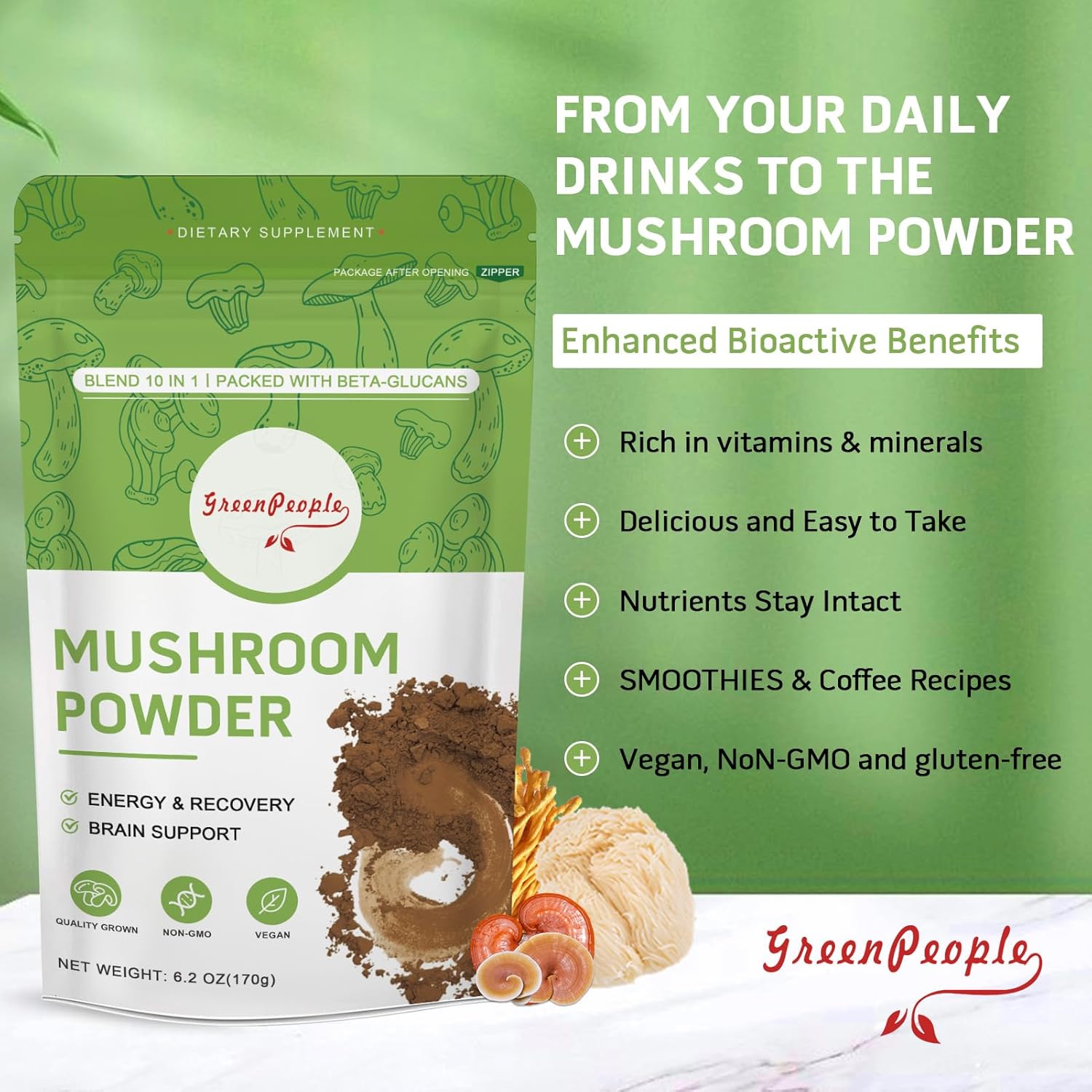 GREENPEOPLE 10-in-1 Pilz-Nahru – Lion Mane Mushroom Bewertung und Preis